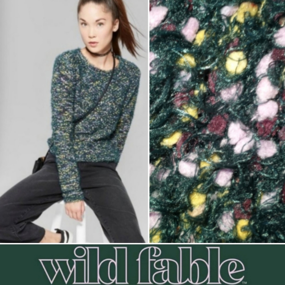 EUC Wild Fable Soft Fuzzy Speckled Crewneck Sweater, Machine Washable